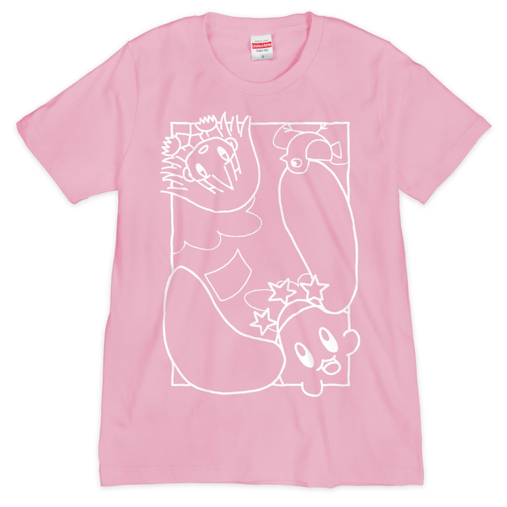 「白い駅」Tシャツ（シルクスクリーン印刷）（ピンク）