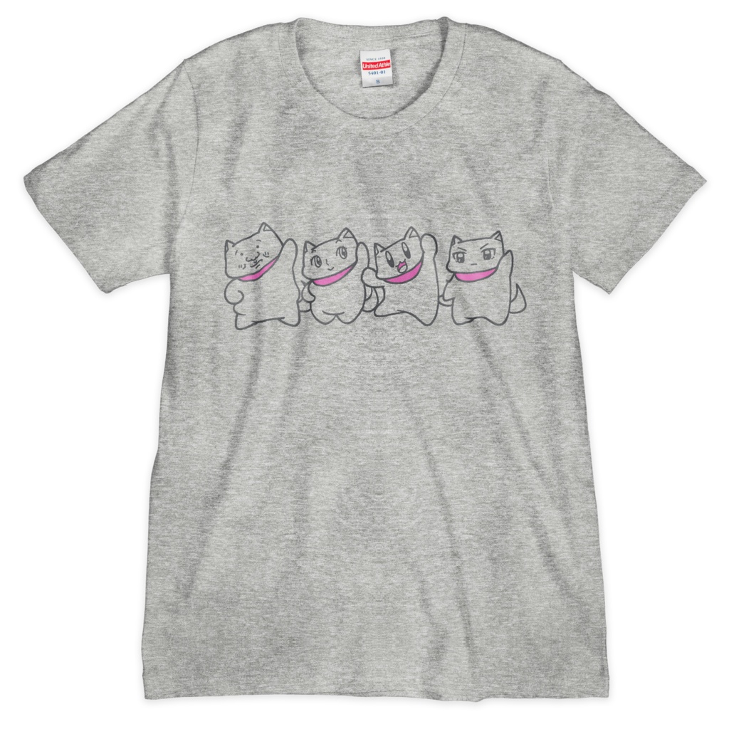 「いぬいぬ家族」Tシャツ（シルクスクリーン印刷）（ミックスグレー）