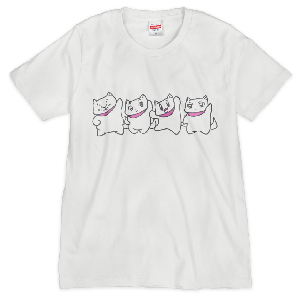 「いぬいぬ家族」Tシャツ（シルクスクリーン印刷）（ホワイト）