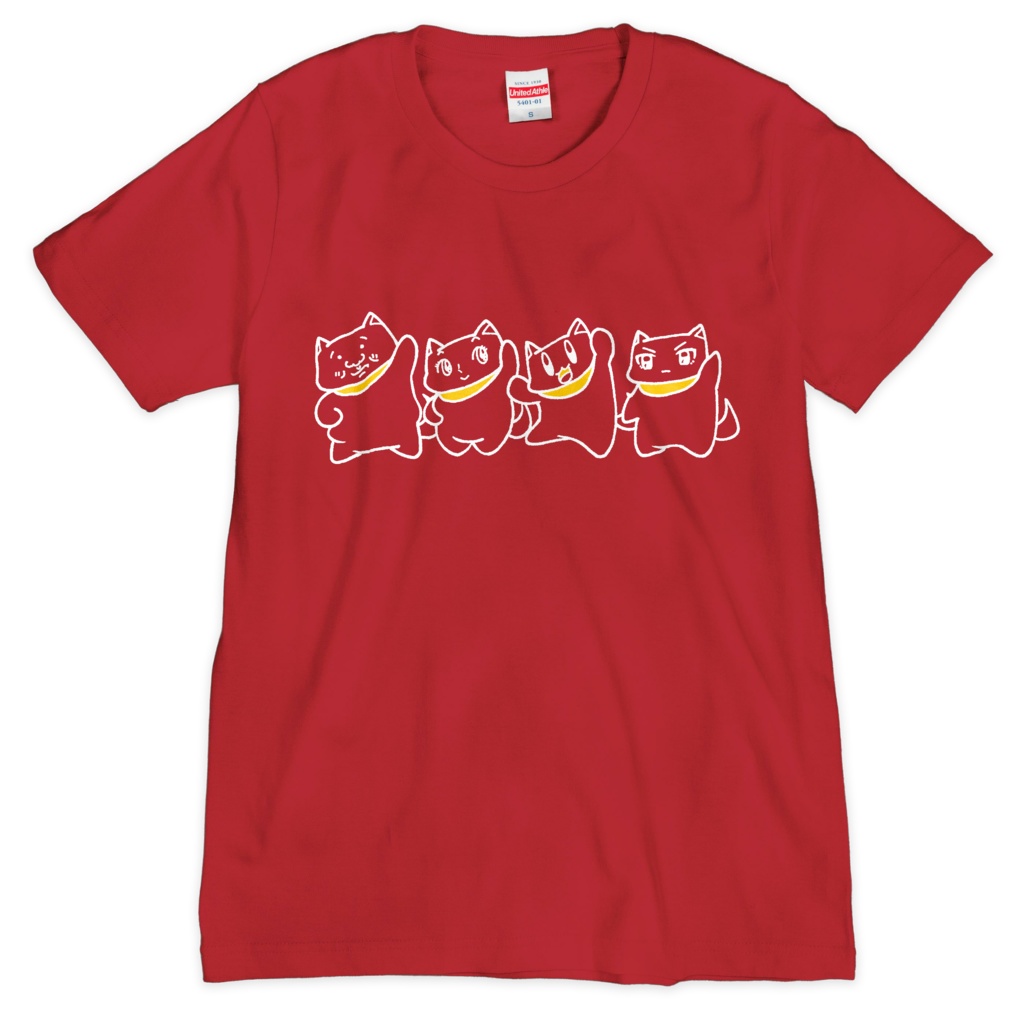 「いぬいぬ家族」Tシャツ(シルクスクリーン印刷)(レッド)