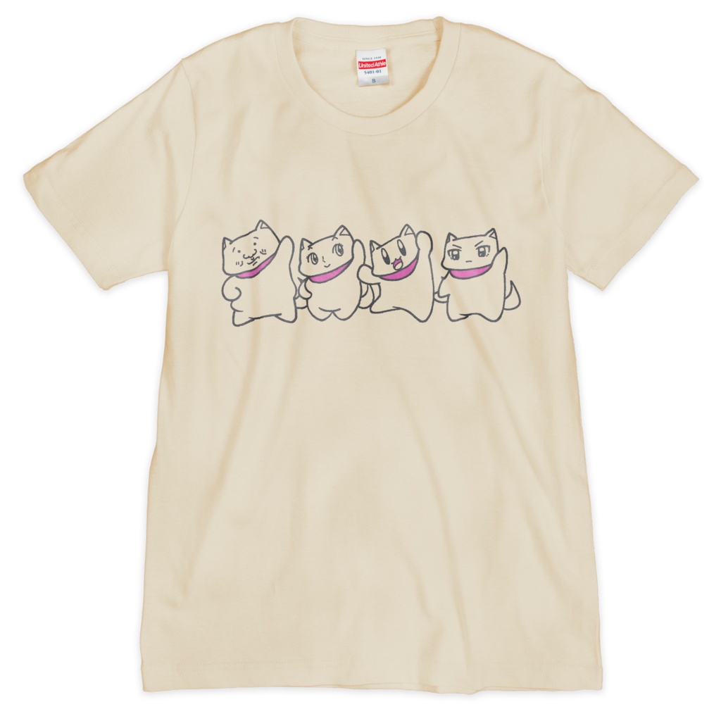 「いぬいぬ家族」Tシャツ（シルクスクリーン印刷）（ナチュラル）