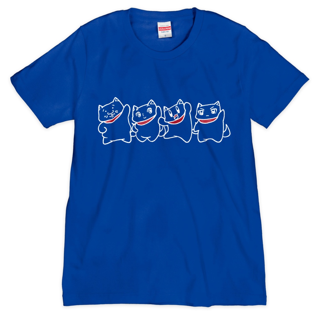 「いぬいぬ家族」Tシャツ（シルクスクリーン印刷）（ロイヤルブルー）