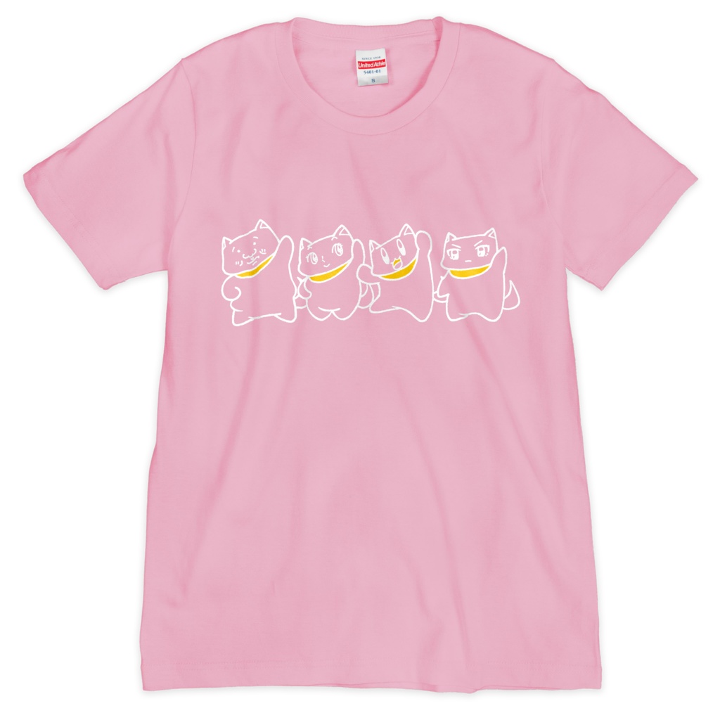 「いぬいぬ家族」Tシャツ（シルクスクリーン印刷）（ピンク）