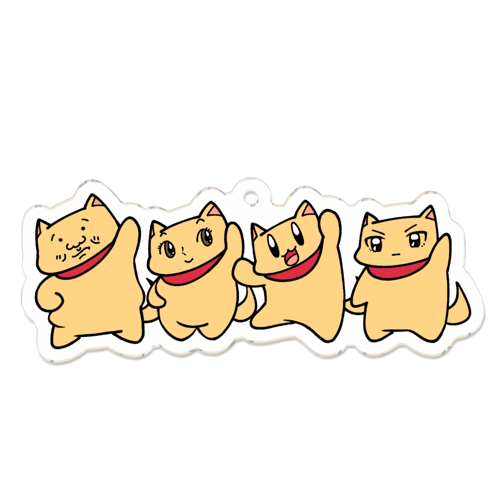 「いぬいぬ家族」アクリルキーホルダー(コーティング)70×70(mm)