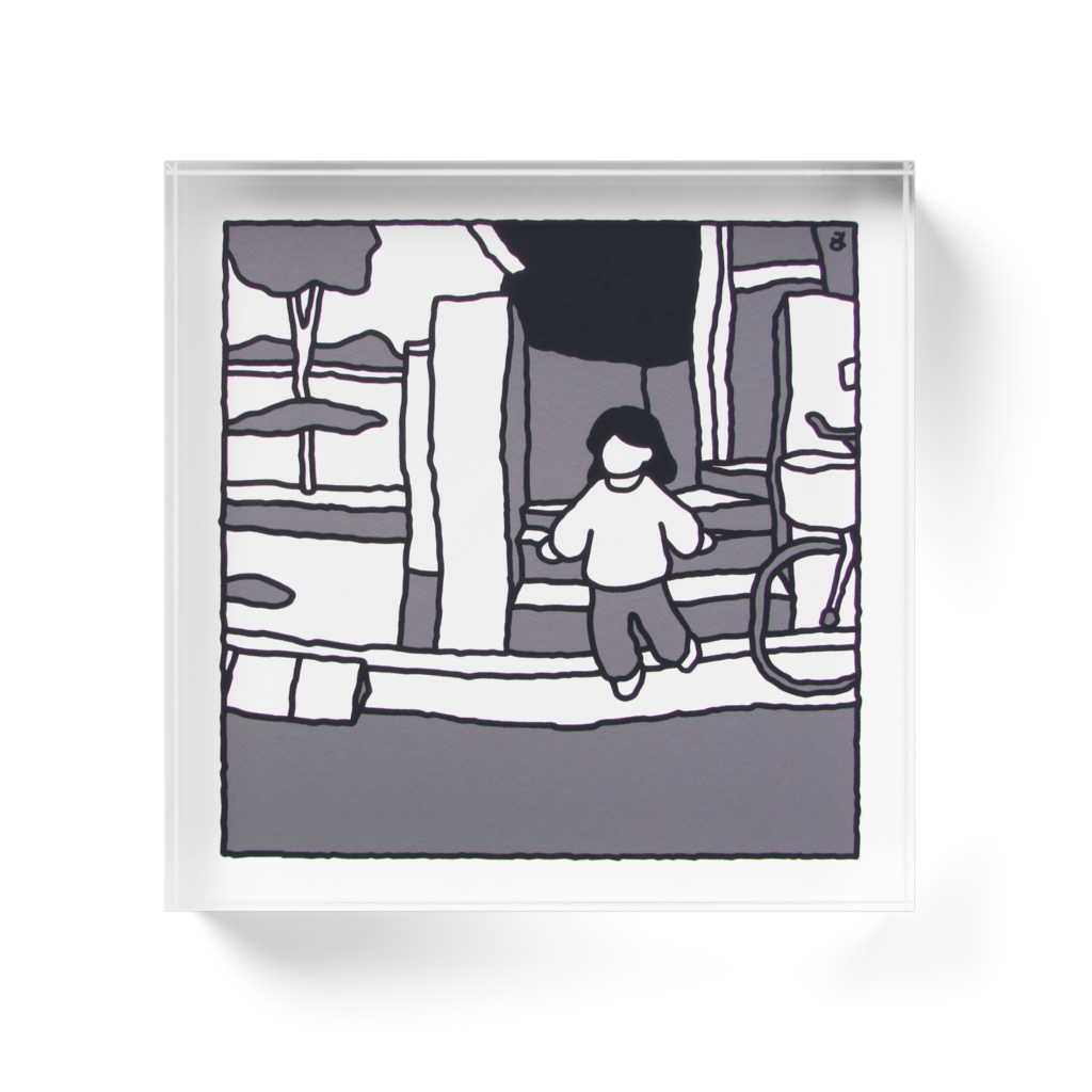 「朝を探す」アクリルブロック100×100(mm)(ホワイト)-玄関