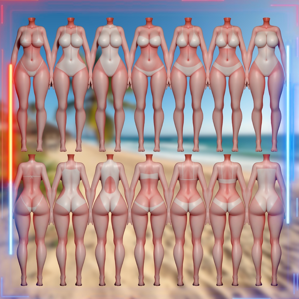 Milltina用 Swimwear Tan Line Textures【日焼け跡テクスチャパック】