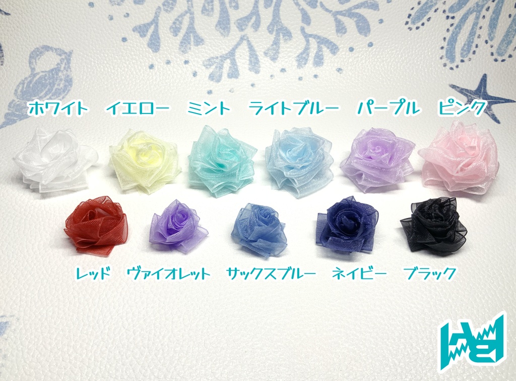 クリップ式ハットピン(リボンローズ)