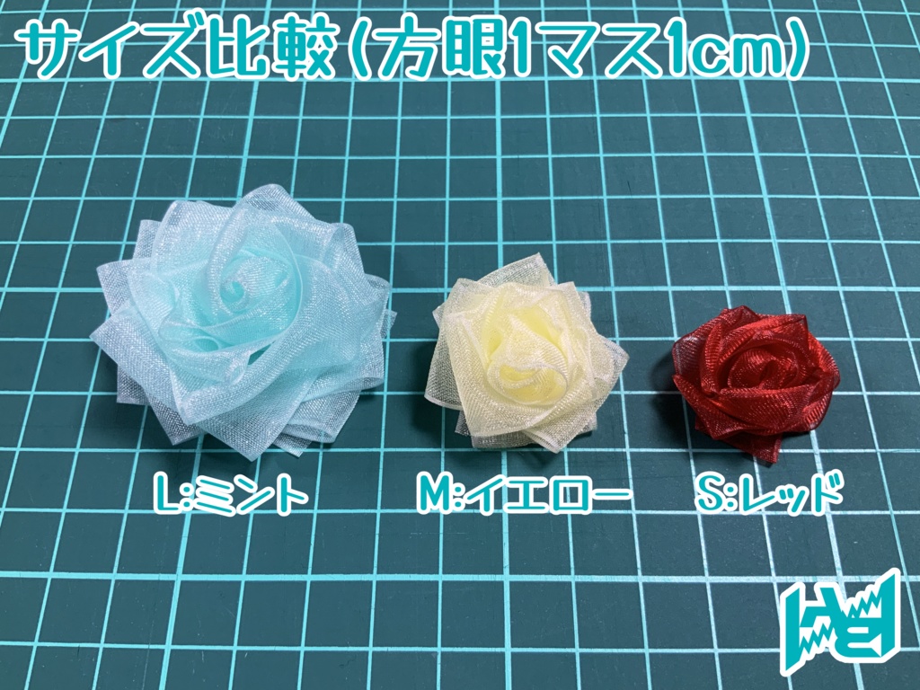 クリップ式ハットピン(リボンローズ)