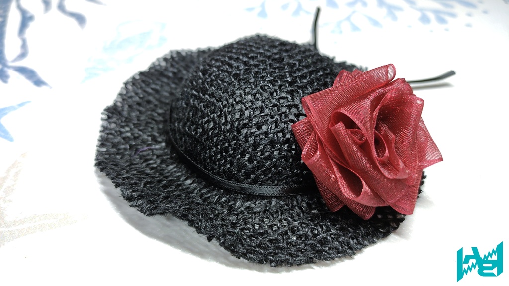 クリップ式ハットピン(リボンローズ)