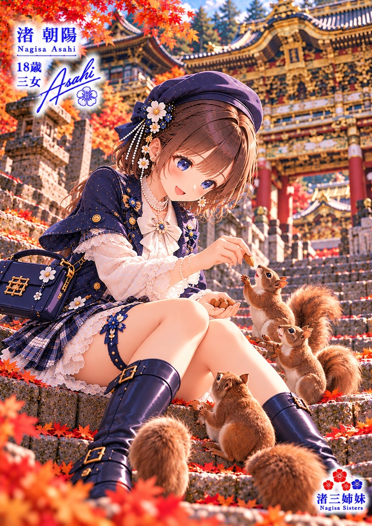 紅葉彩る日光、渚朝陽