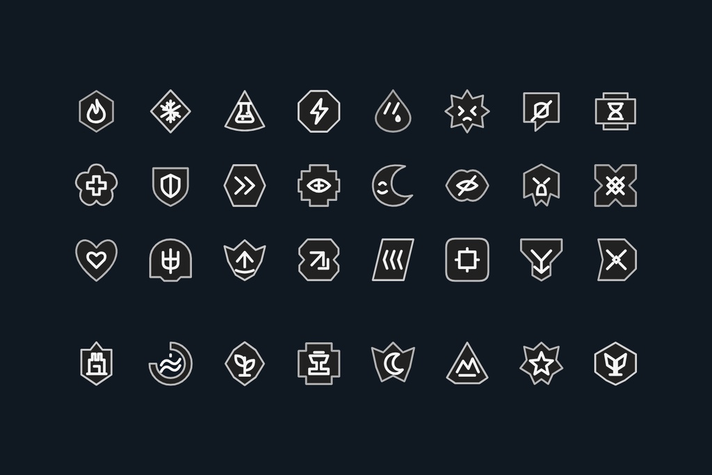 KATA 形紋|ゲーム用状態・陣営アイコン32種【PNG・SVG/色変更ツール付き】