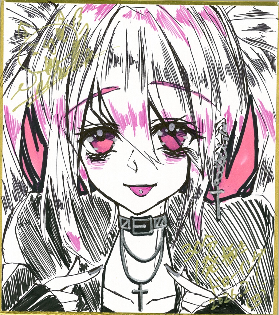 直筆イラスト色紙