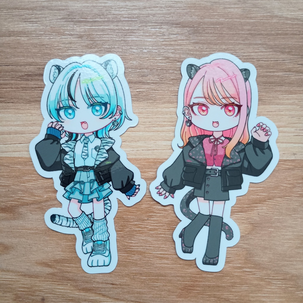 ミニキャラステッカーセット(ホワイトタイガー＆ブラックパンサー)