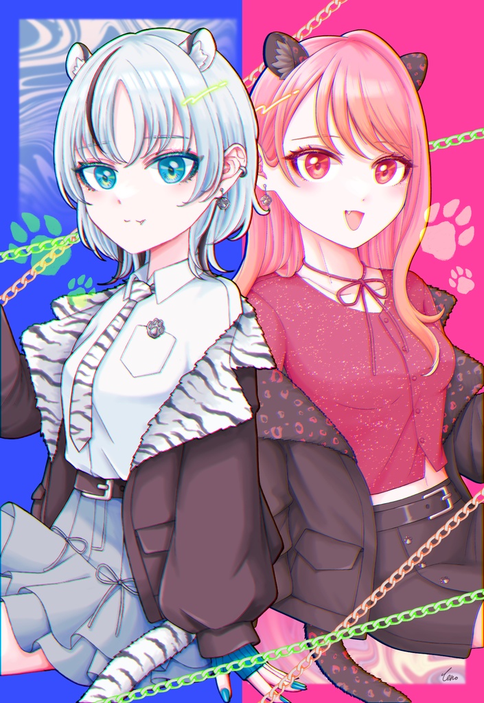 ポストカード(ホワイトタイガー＆ブラックパンサー)