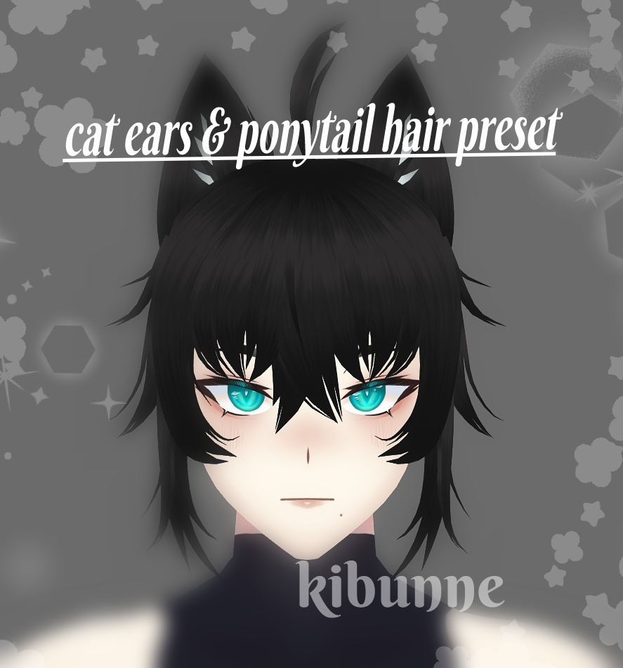 {vroid beta & stable} male ponytail hair preset (+cat ear options)