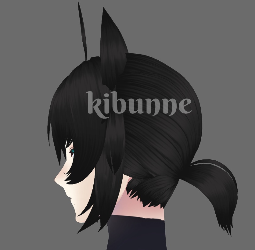 {vroid beta & stable} male ponytail hair preset (+cat ear options)