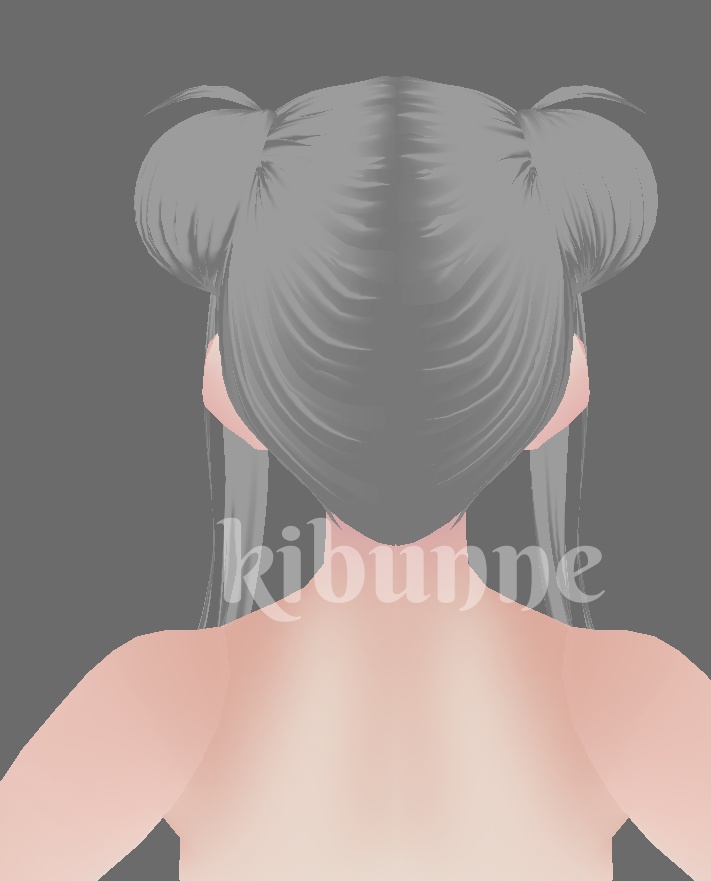 {vroid stable & beta} long fringe with double buns hair preset
