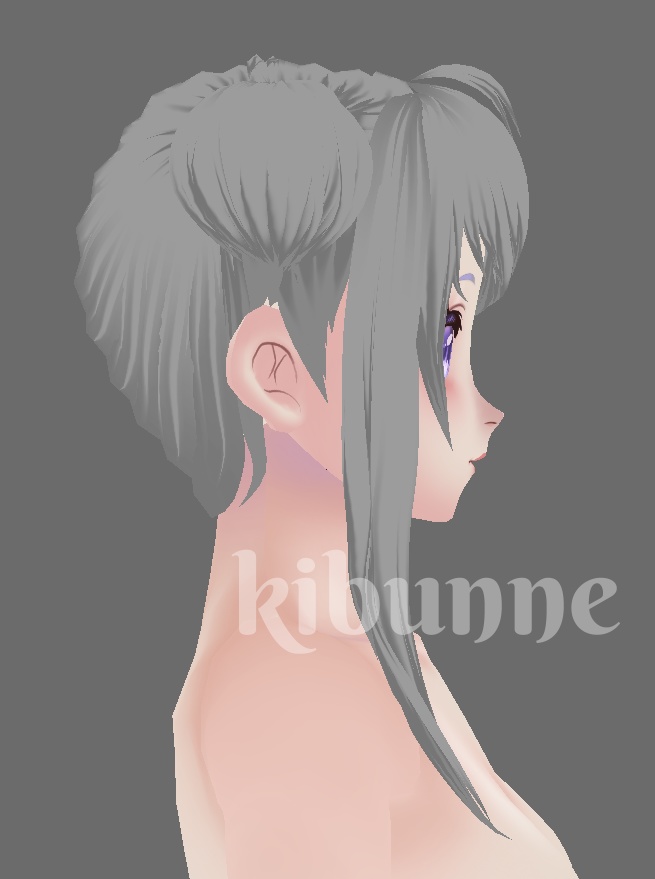 {vroid stable & beta} long fringe with double buns hair preset