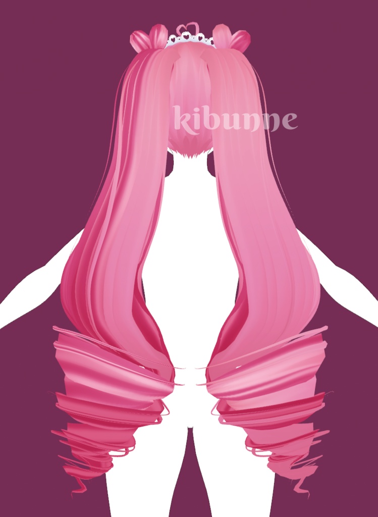 {vroid stable release} long drill/ringlet pigtail hair preset - valentines theme