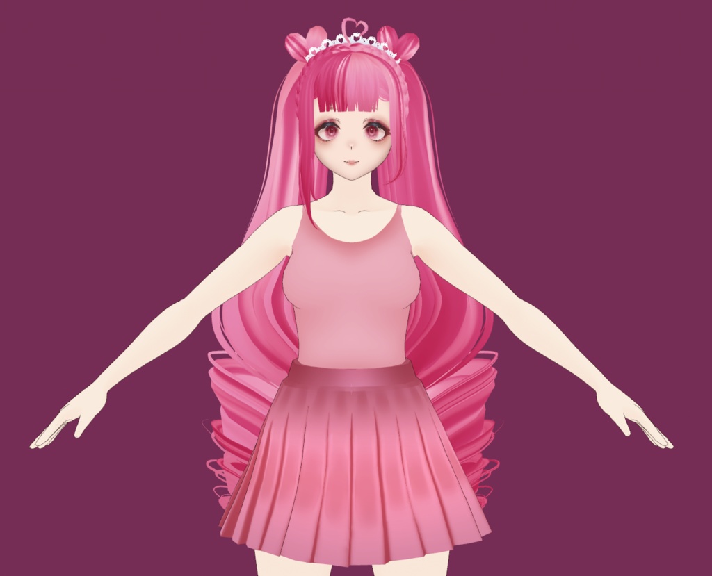 {vroid stable release} long drill/ringlet pigtail hair preset - valentines theme