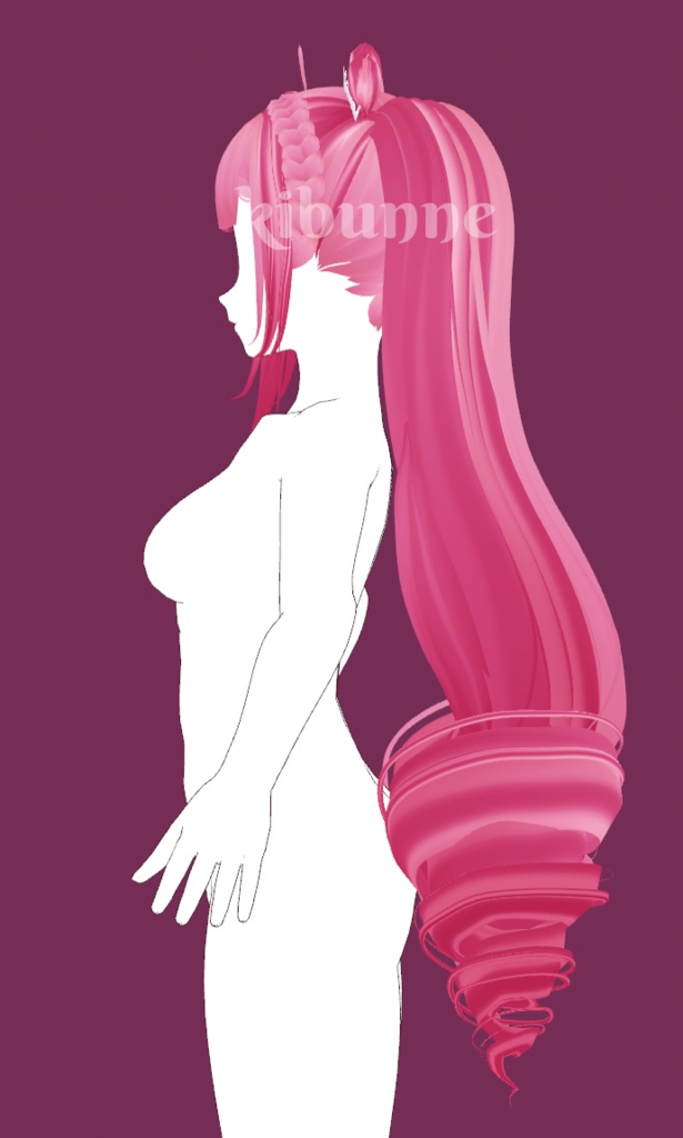 {vroid stable release} long drill/ringlet pigtail hair preset - valentines theme