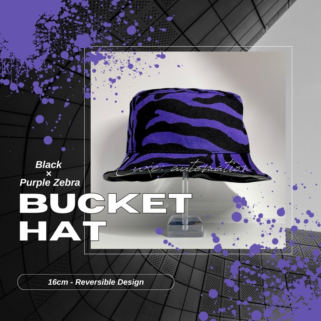 Bucket Hat 16cm < Leather Black × Zebra > ぬい用 バケハ