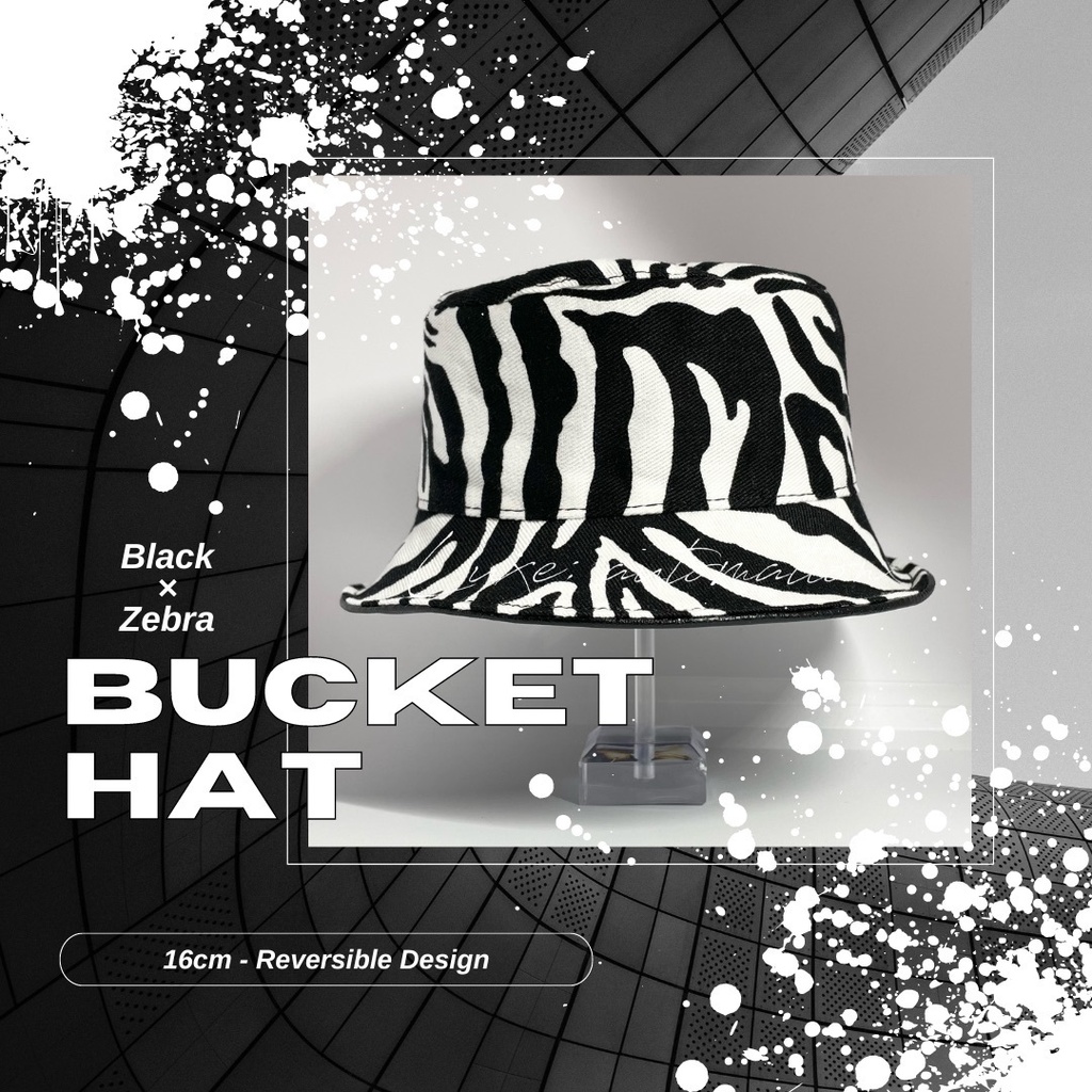 Bucket Hat 16cm < Leather Black × Zebra > ぬい用 バケハ