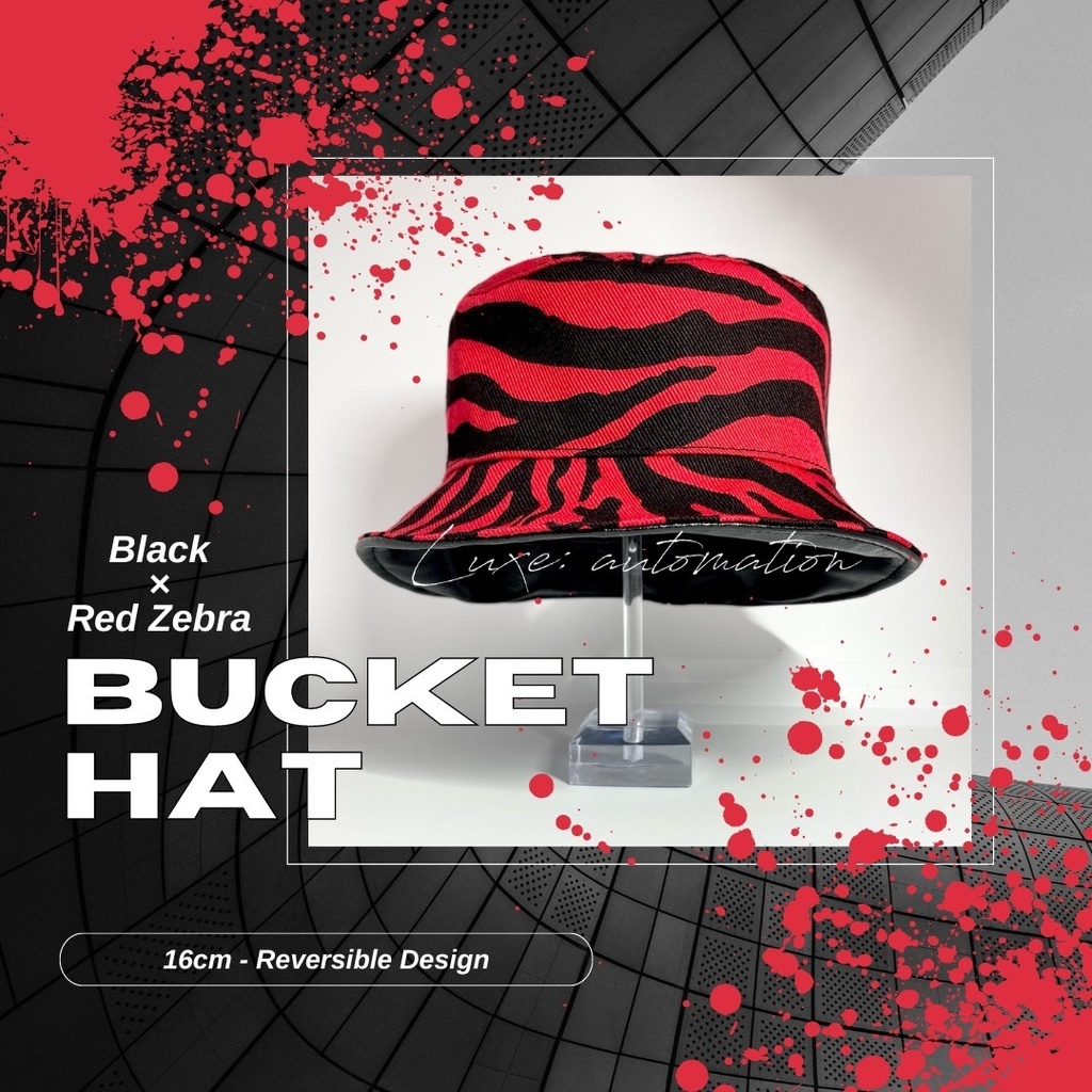 Bucket Hat 16cm < Leather Black × Zebra > ぬい用 バケハ