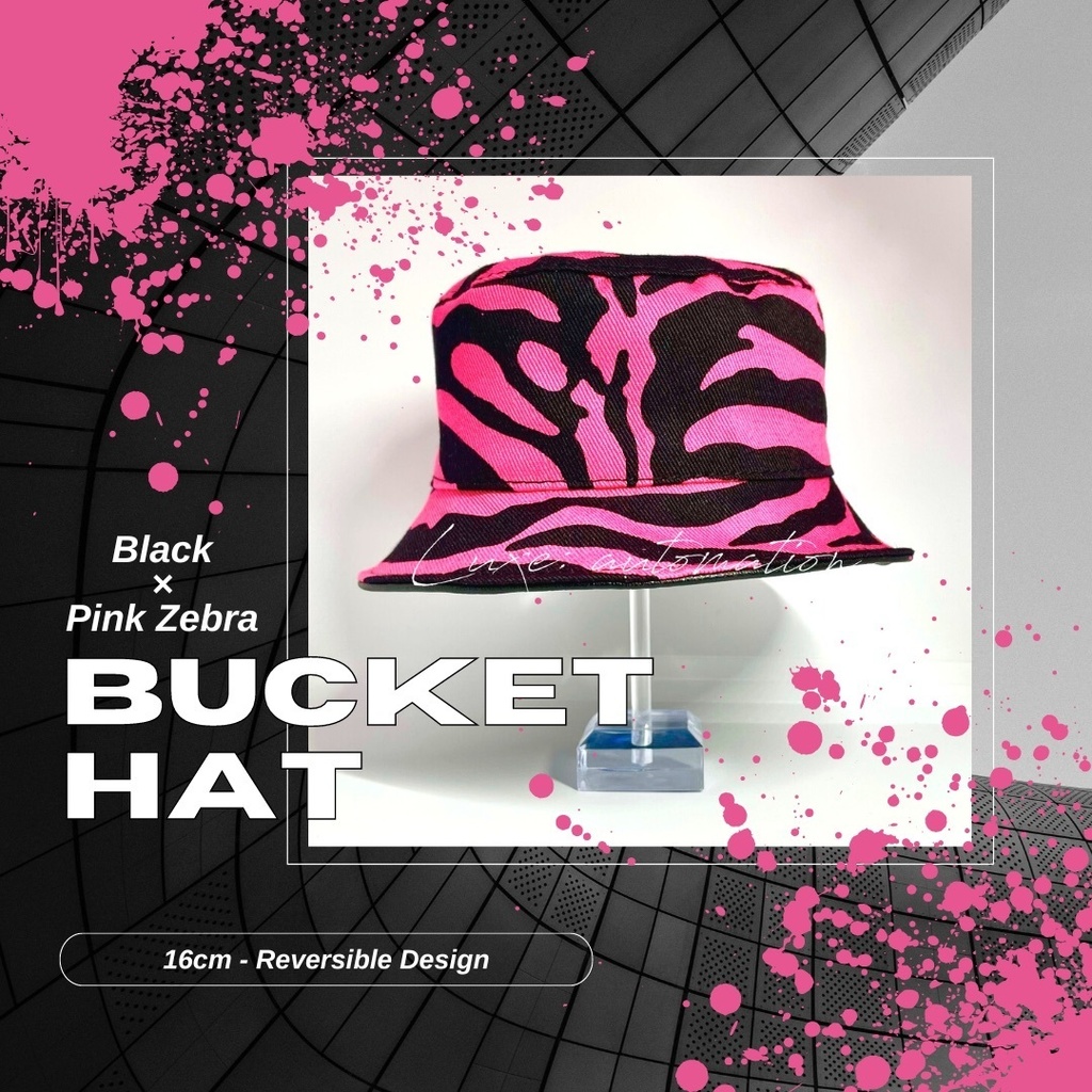Bucket Hat 16cm < Leather Black × Zebra > ぬい用 バケハ