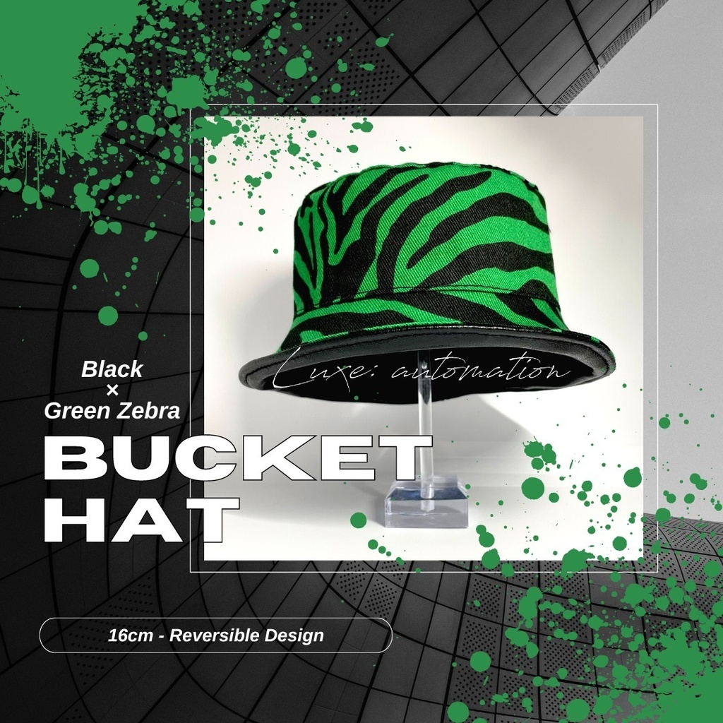 Bucket Hat 16cm < Leather Black × Zebra > ぬい用 バケハ