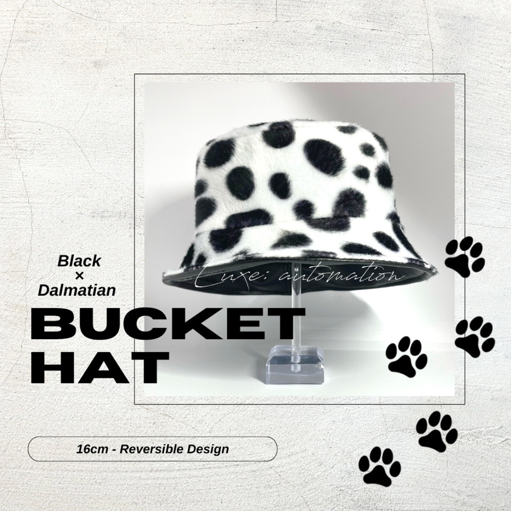 ［ AW Limited ］Bucket Hat 16cm < Leather Black × Dalmatian >