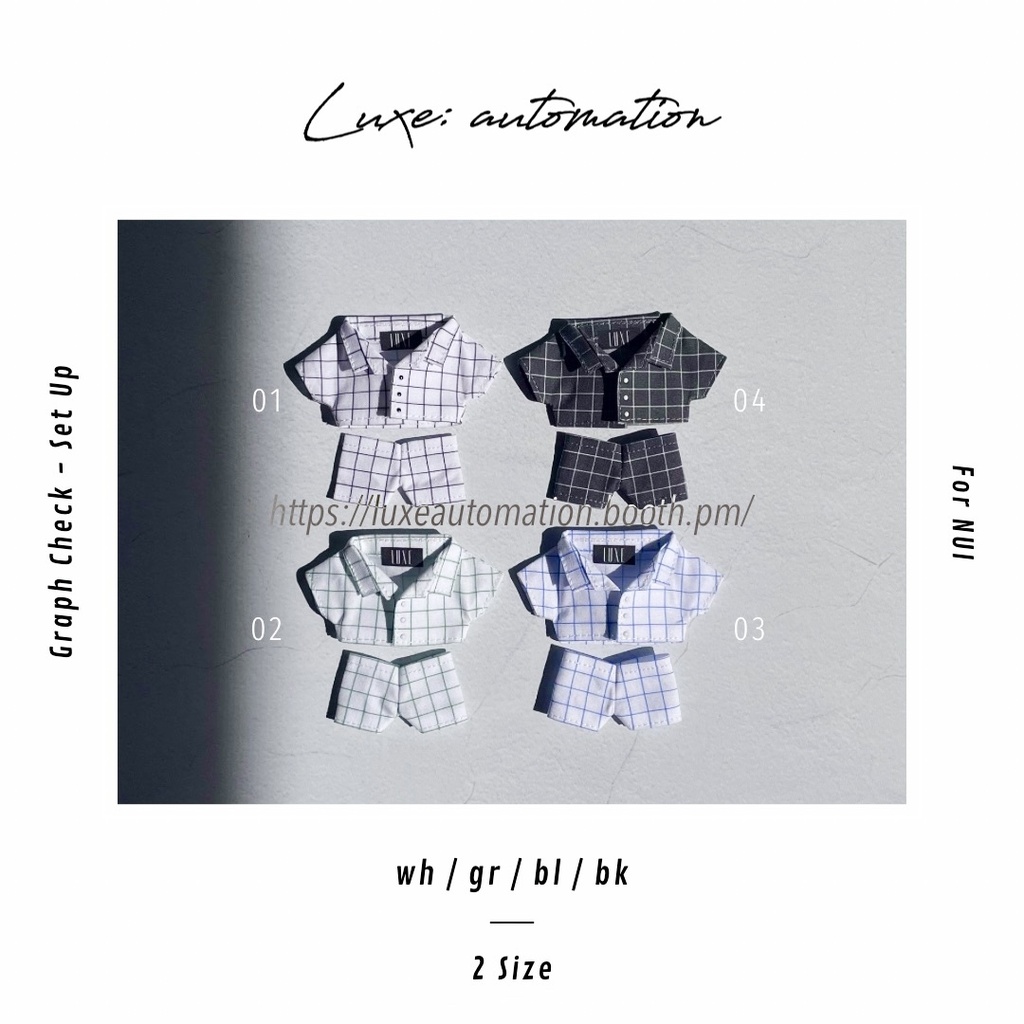 ［ 2 Sizes ］Graph Check - Set Up 10cm 12cm ぬい服 グラフチェック セットアップ ジャケット パンツ