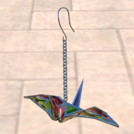 折り鶴 3Dモデルイヤリング (Paper crane 3D earring)