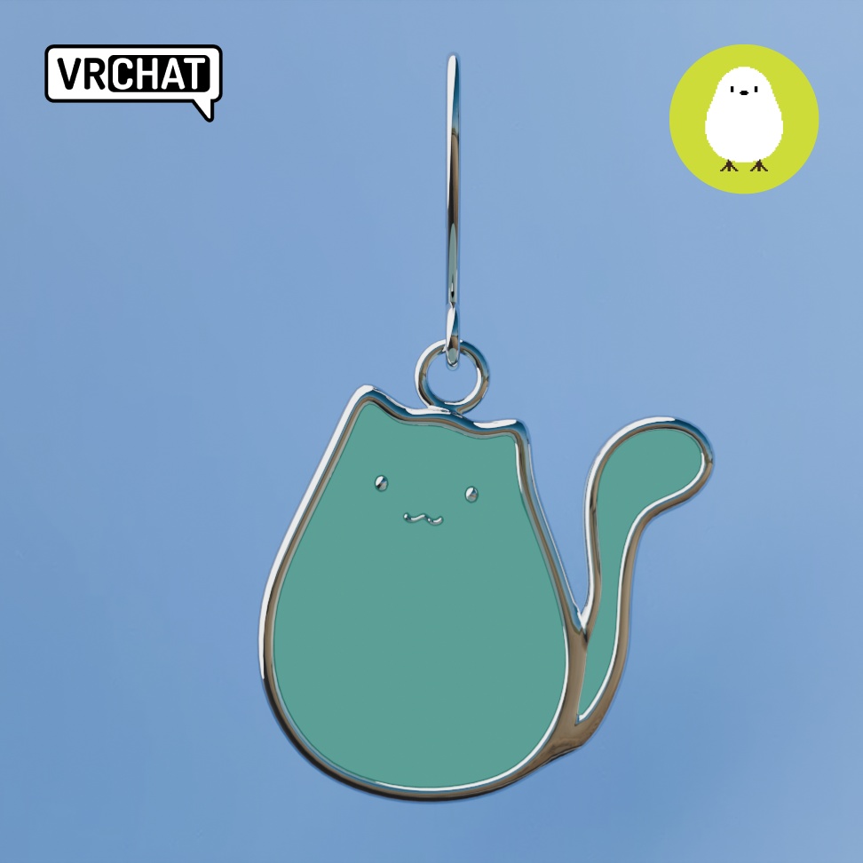 ネオン猫3Dモデルイヤリング (Neon cat 3D earring)
