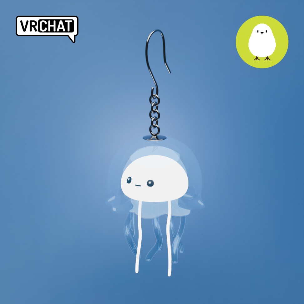 ネオンクラゲ3Dイヤリング (Neon Jellyfish 3D earring)