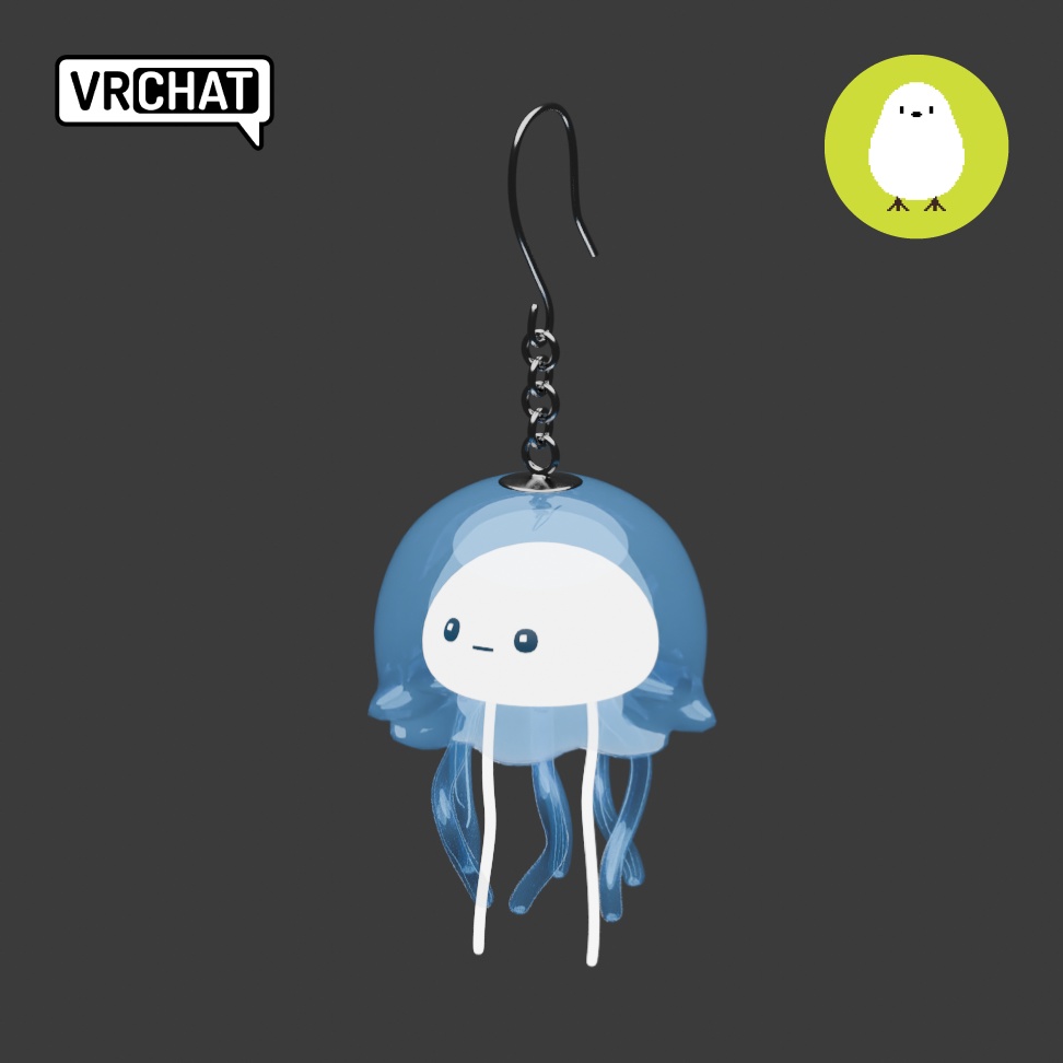 ネオンクラゲ3Dイヤリング (Neon Jellyfish 3D earring)