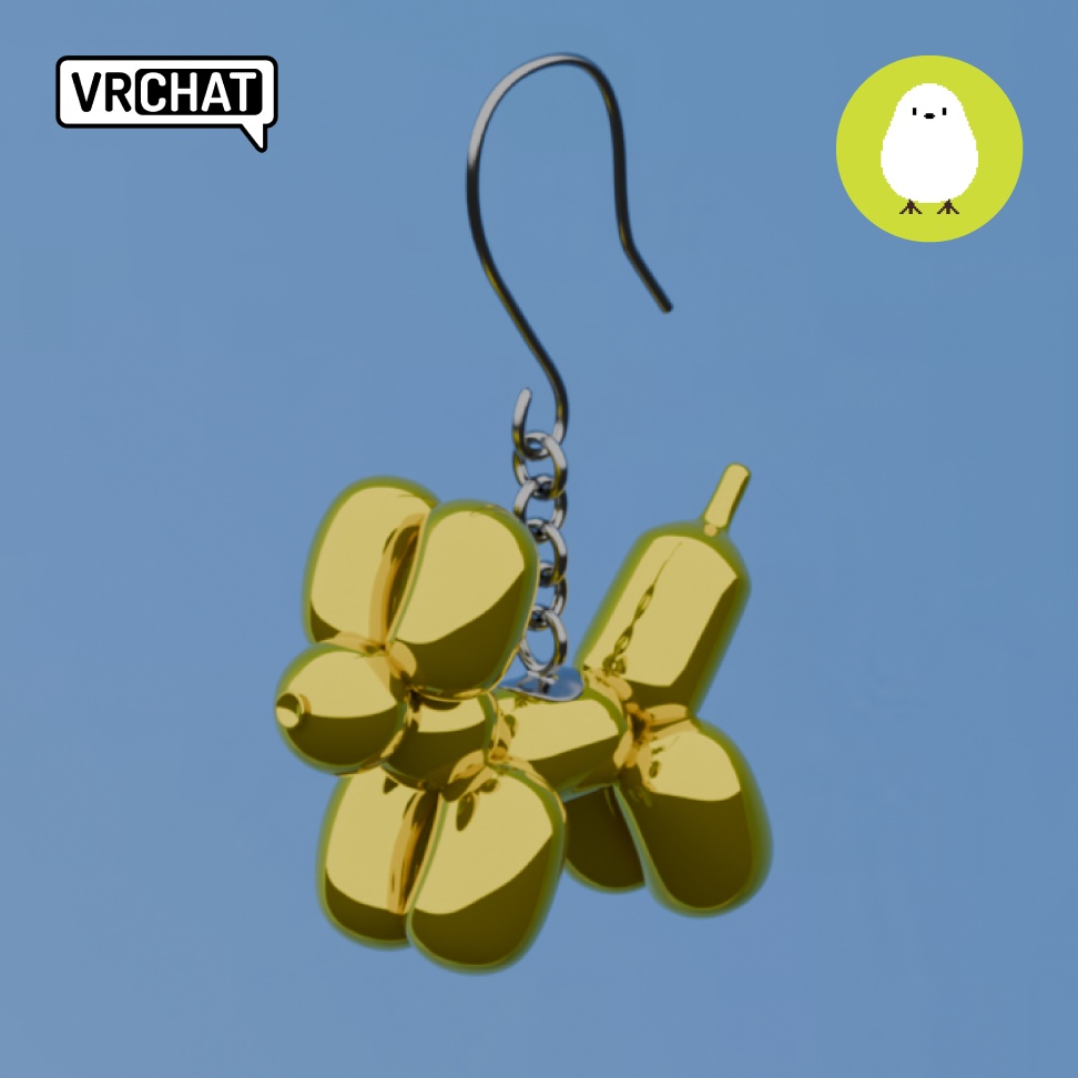 いぬころ風船３Dイヤリング (Balloon puppy 3D earring)