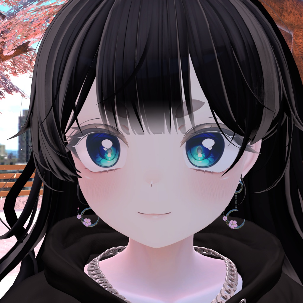 桜三日月-1 (さくらみかづき)3Dイヤリング (Cherry blossom Crescent 3D earring)