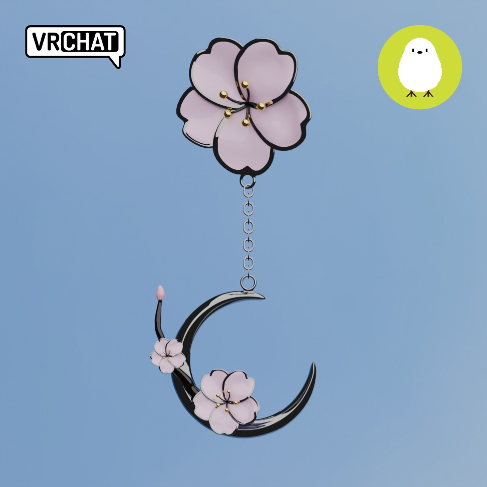 桜三日月-2 (さくらみかづき)3Dイヤリング (Cherry blossom Crescent 3D earring)