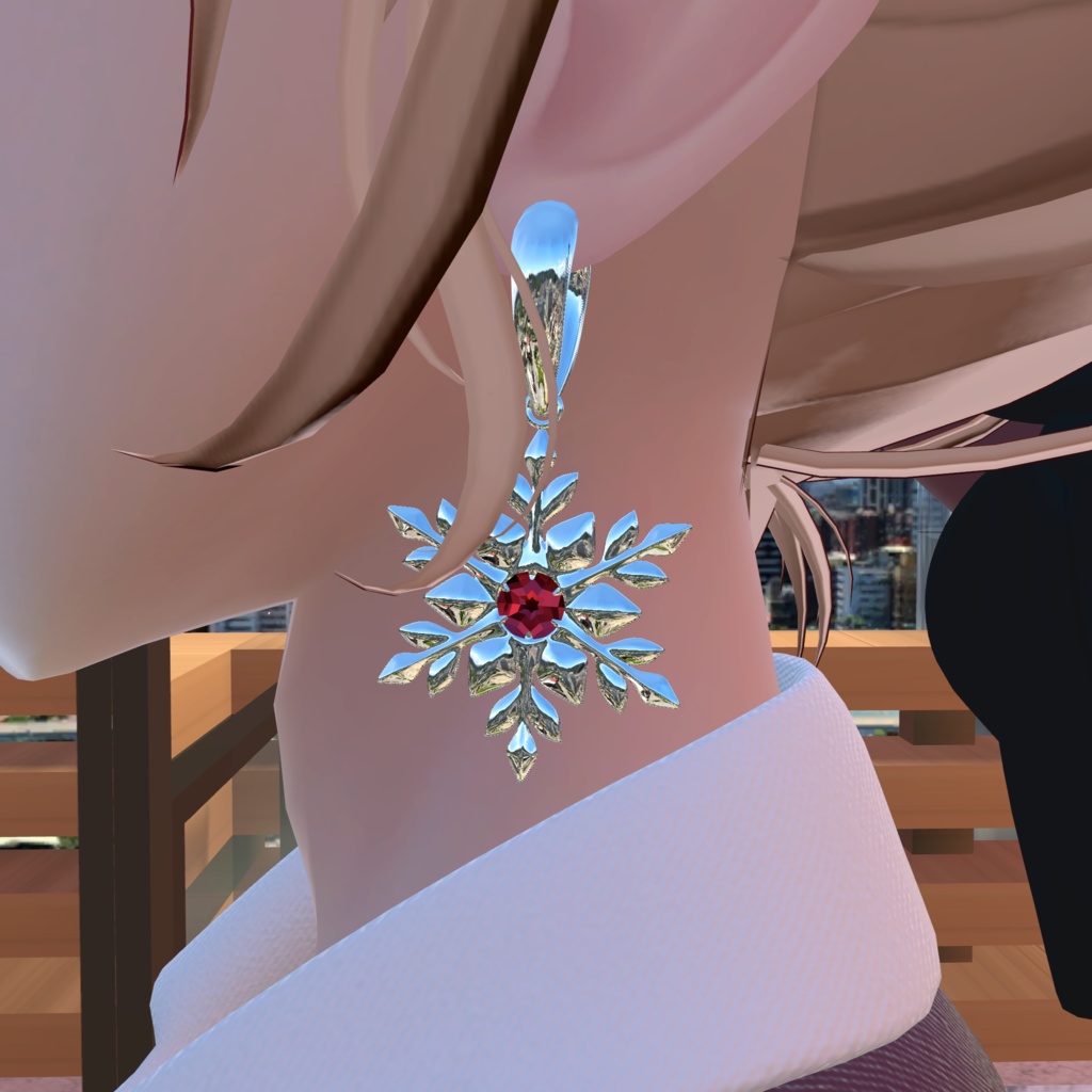 3D 雪の結晶 イヤリング (3D Snowflake earring)