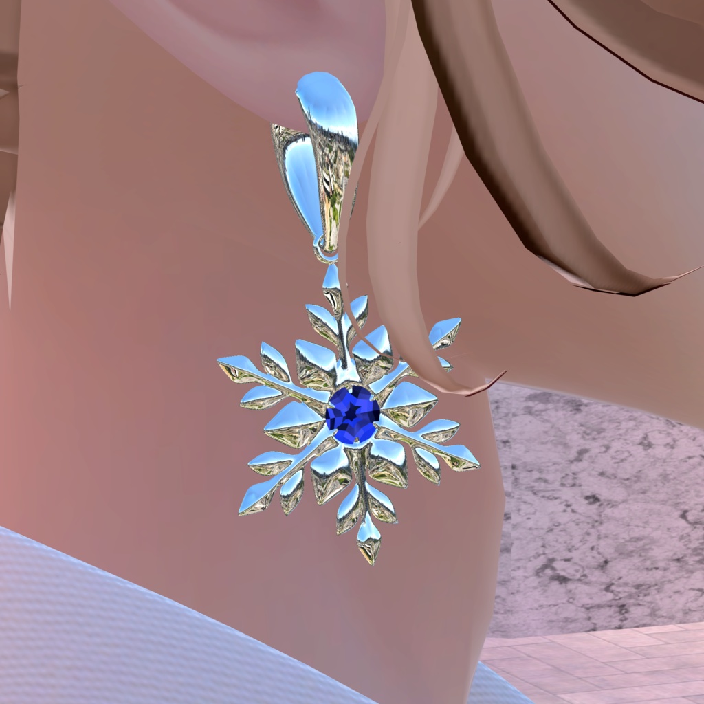 3D 雪の結晶 イヤリング (3D Snowflake earring)