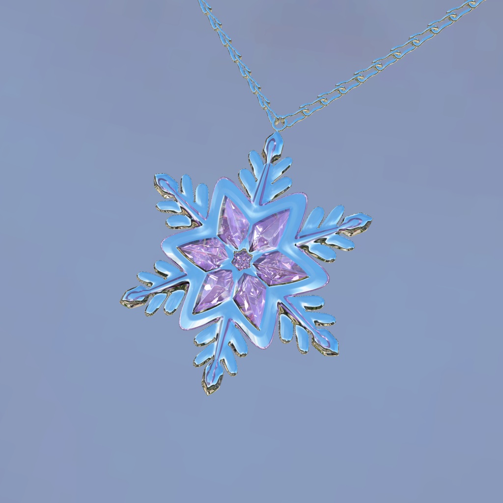 雪の結晶 3D ネックレス  (Snowflake 3D necklace)