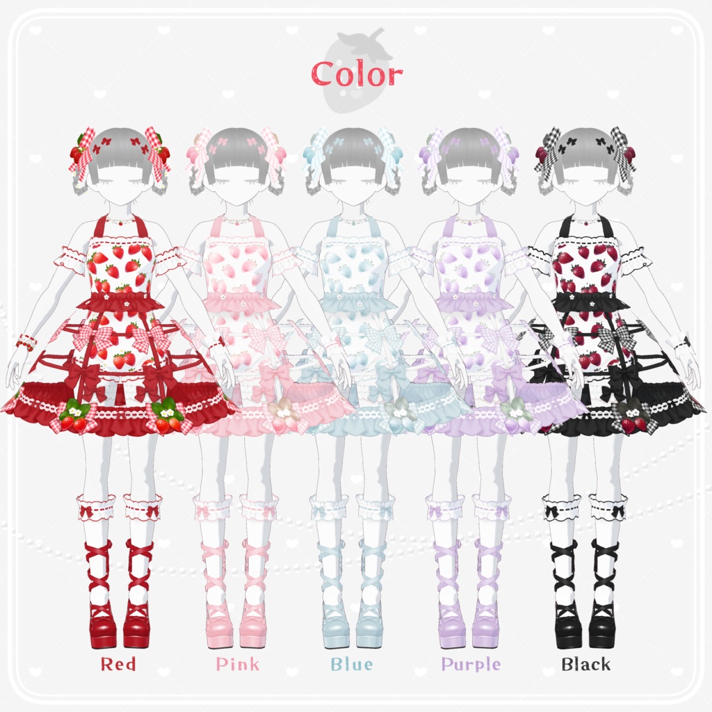 【VRoid衣装】Strawberry Crinoline Set(いちごクリノリン衣装セット)