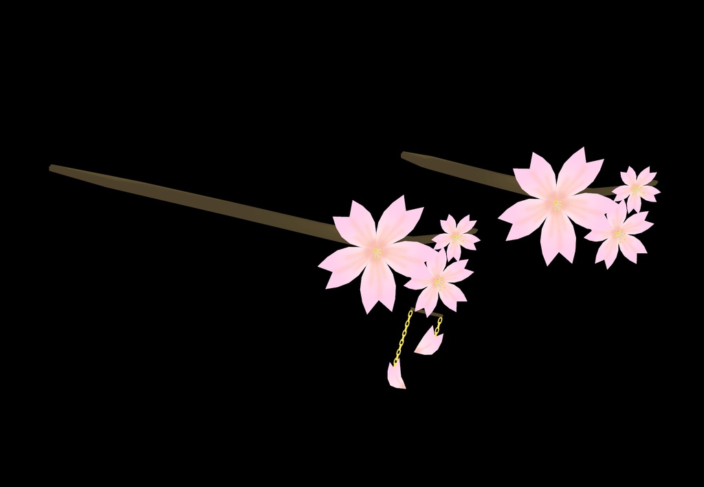 【VRchat想定】桜の髪飾り