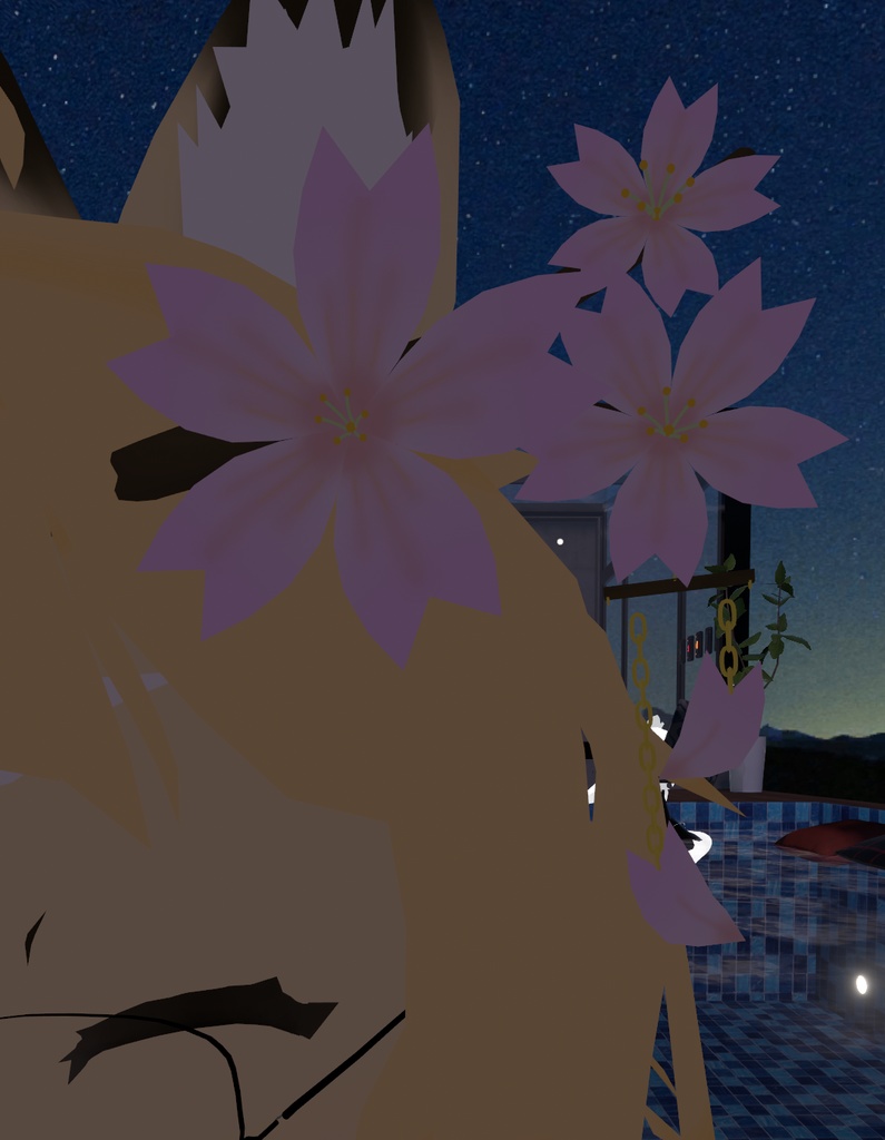 【VRchat想定】桜の髪飾り