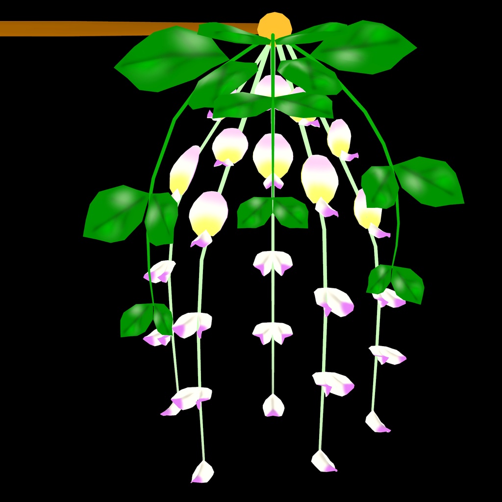 【VRchat想定】藤の花の髪飾り