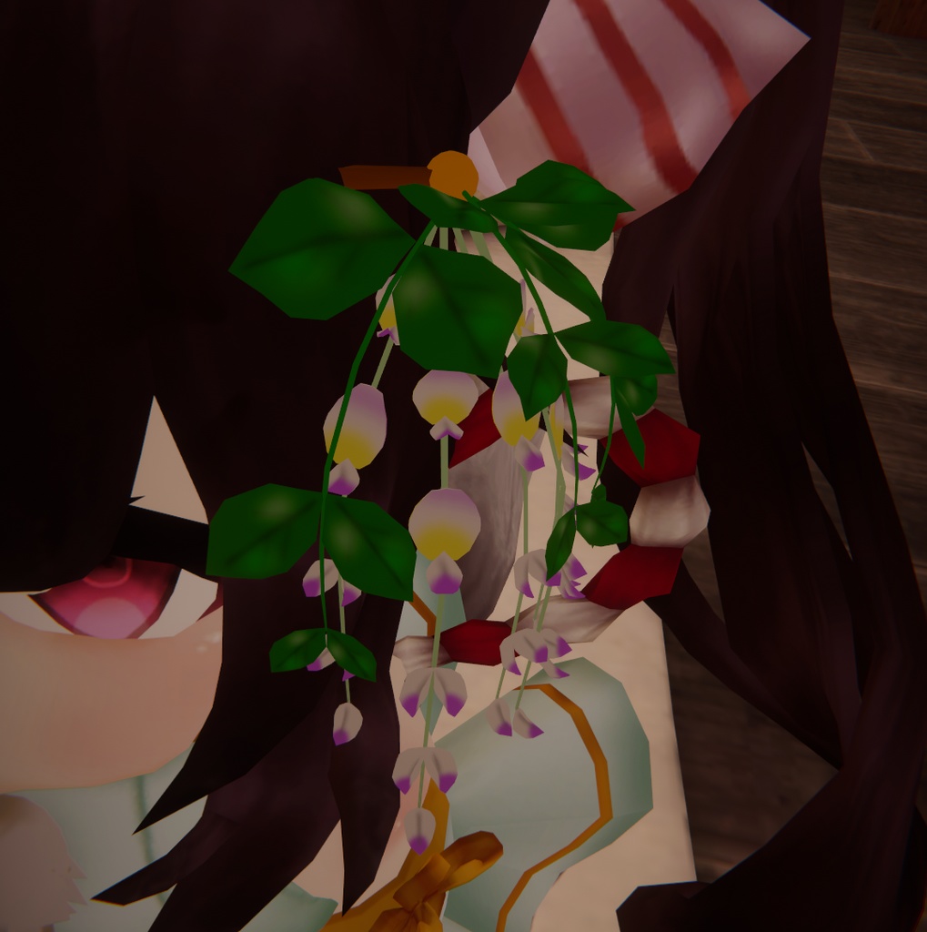 【VRchat想定】藤の花の髪飾り