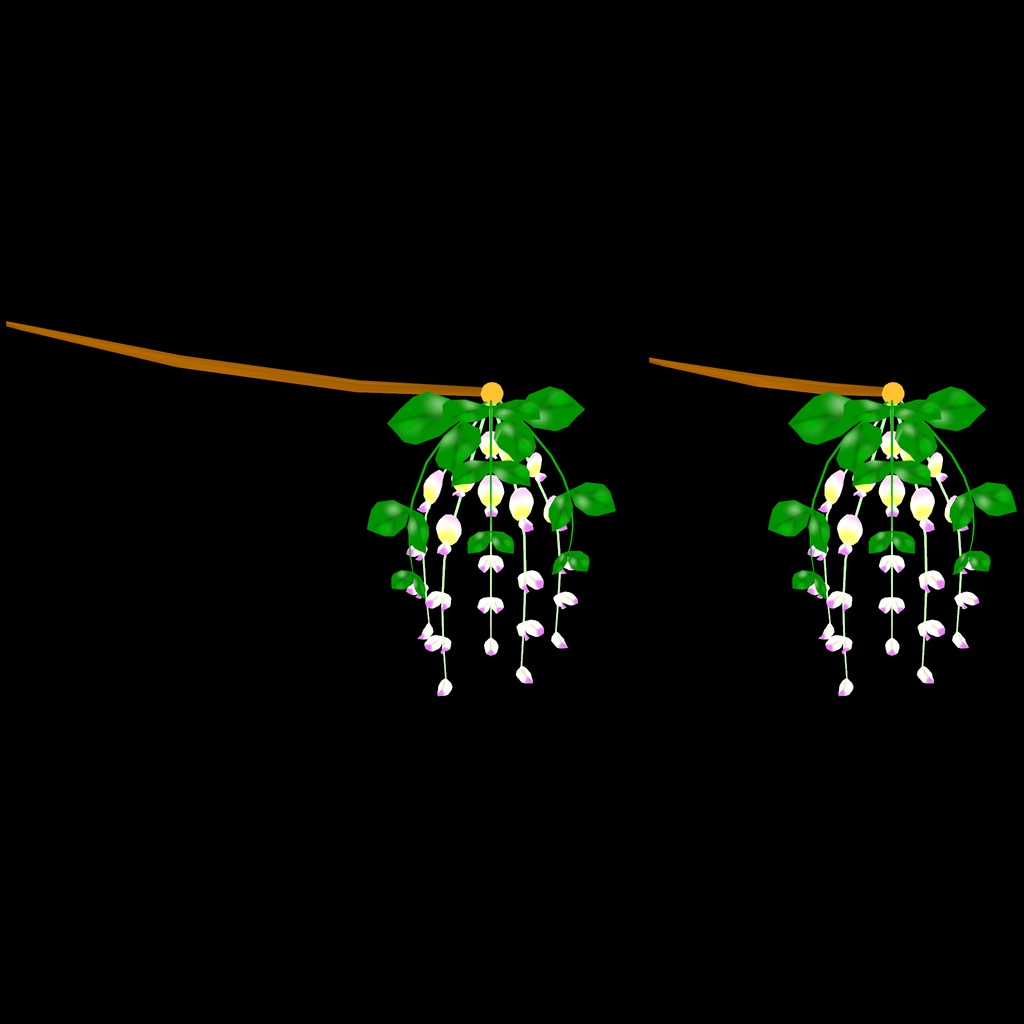 【VRchat想定】藤の花の髪飾り