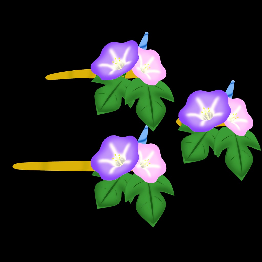 【VRchat想定】朝顔の髪飾り quest対応