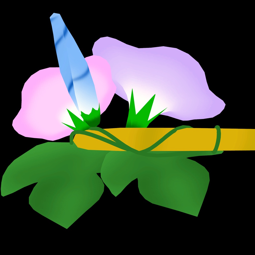 【VRchat想定】朝顔の髪飾り quest対応